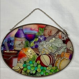 AMIA stained glass sun catcher wine & cheese